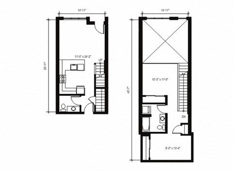 Stack House Apartments in Seattle, Washington 1x1.5 Loft Floor Plan